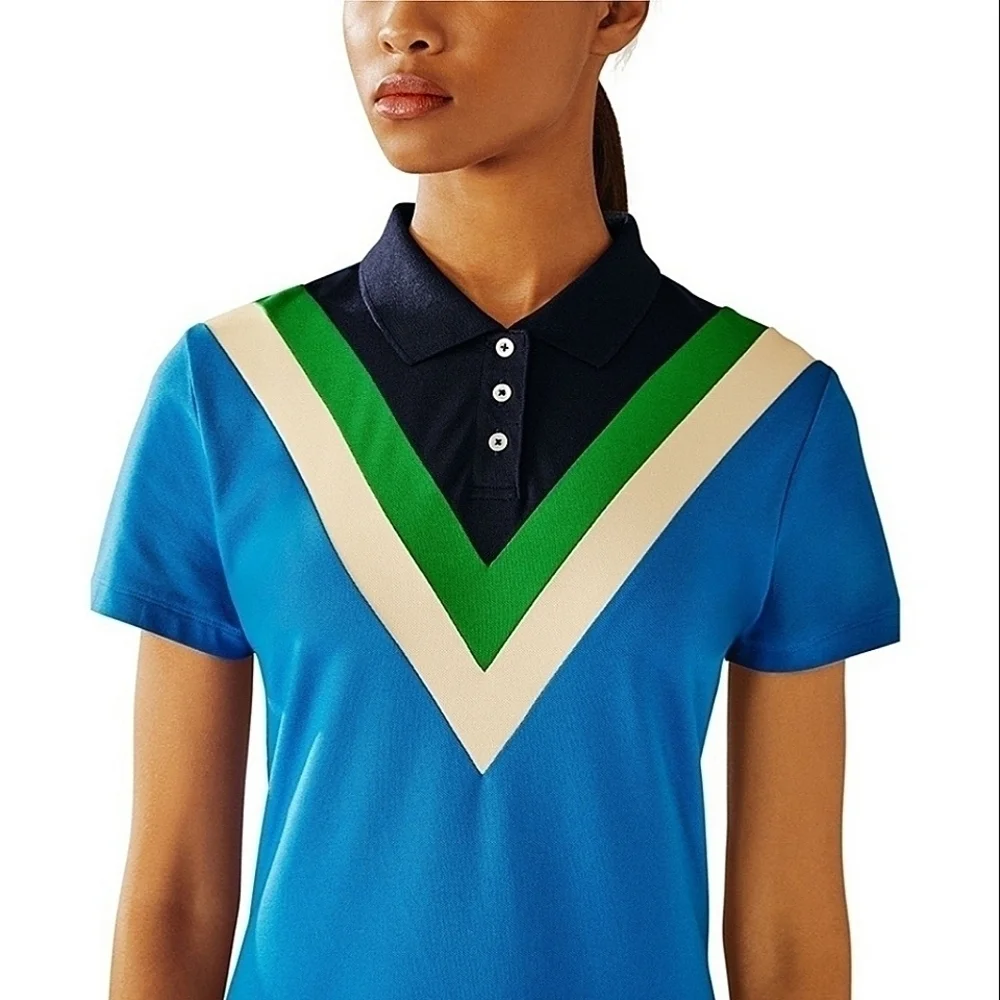Tory Sport- Pique Chevron Polo Golf Dress Galleria Blue-Size XS